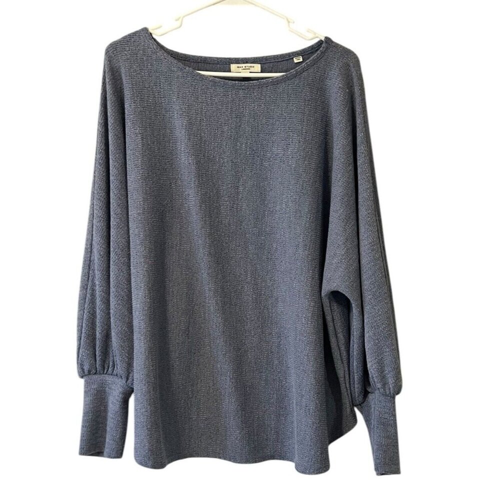 MAX STUDIO London Sweater Size 1X Ribbed Long Sleeve Career Modern Designer City